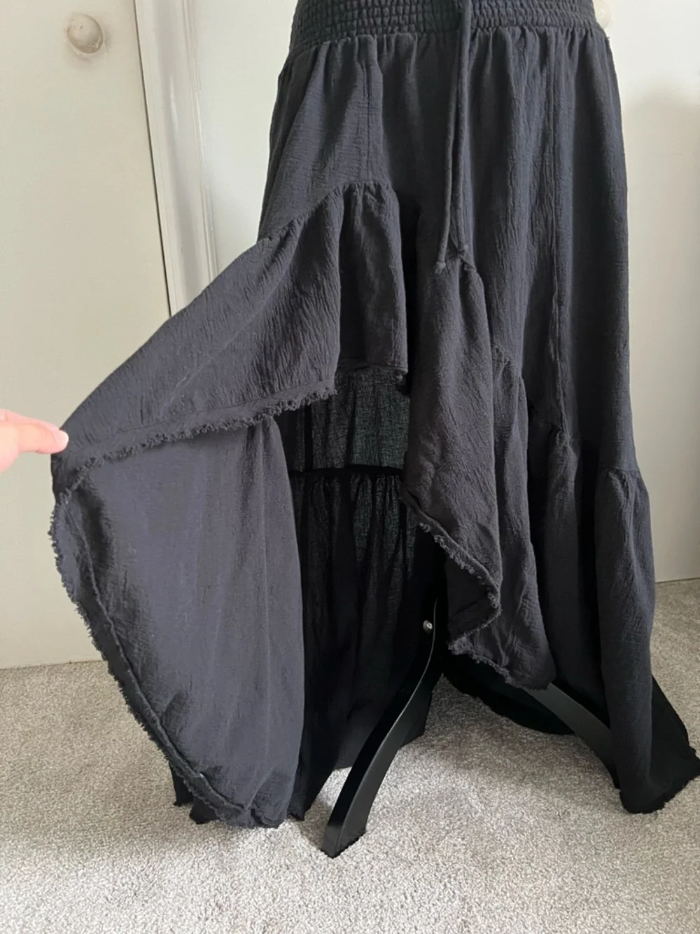 Island Girl Boho Black Smocked Waist Maxi Skirt - Picture 2 of 9